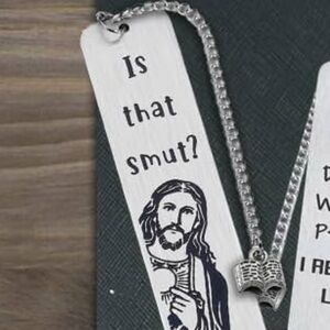 Is That Smut? Jesus Stainless Steel Bookmark With Charm